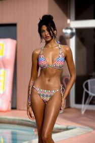 Luli Fama Miami Sorbet Triangle Halter Bikini Top