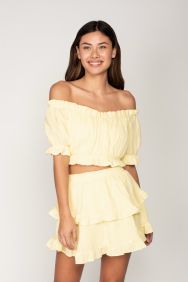 Peixoto Yellow Iris Quinn Crop Top