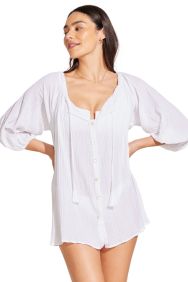 Vitamin A White Cotton Crinkle Costa Tunic