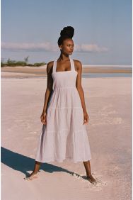 Vitamin A White EcoLinen Canyon Midi Dress