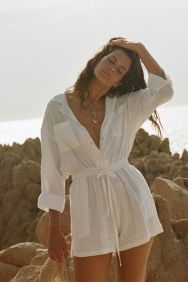 Vitamin A White EcoLinen The Getaway Romper